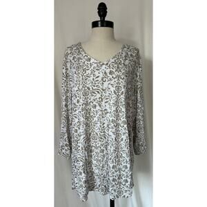 APPLESEED'S Brown Rayon Stretch Vneck Top Tee Shirt Long Sleeve Casual Womens XL